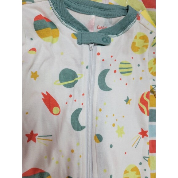 NWT Cat & Jack 18m Space & Stripes One Piece Pajamas Sleepwear Two Pack - Picture 3 of 7